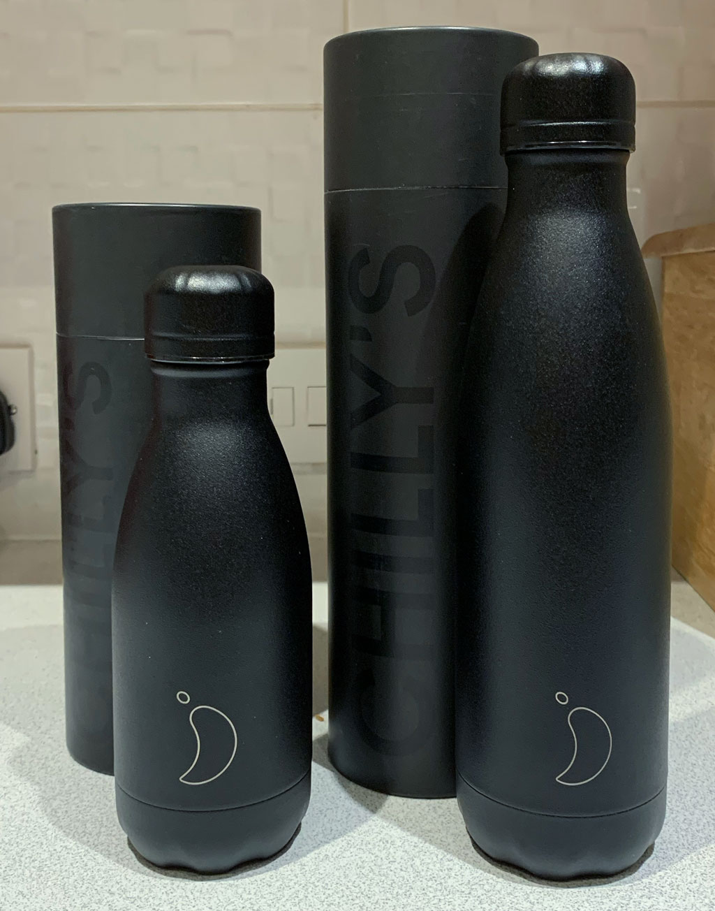 Black Water Bottle - Monochrome All Black Drinks Bottle